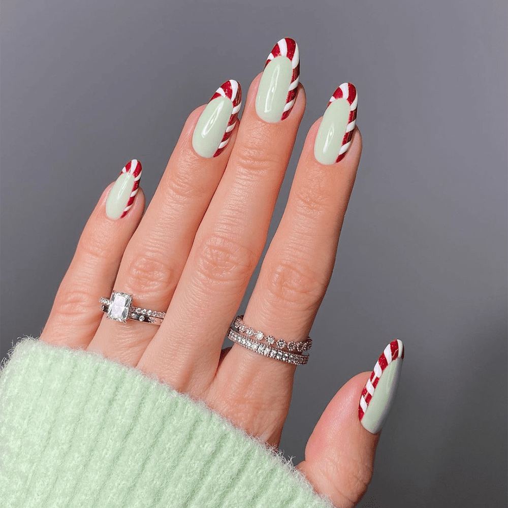 Sweet Candy Cane Nails